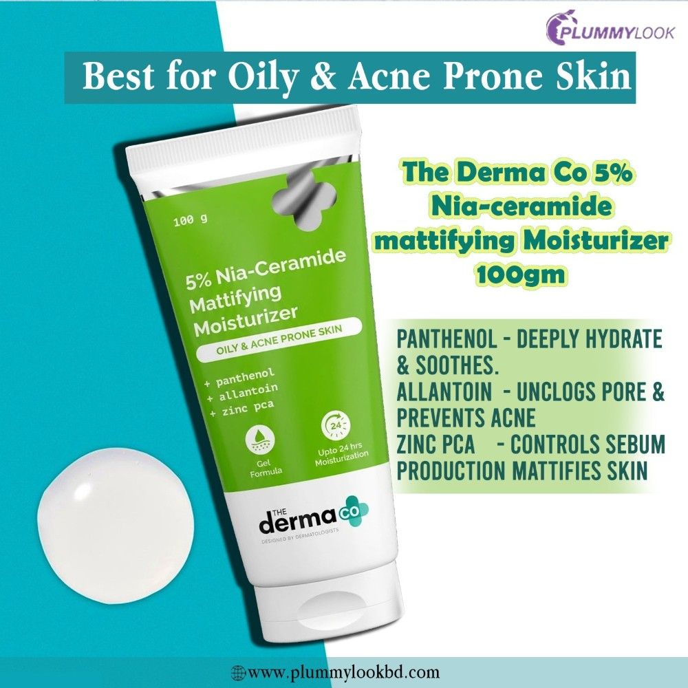 The Derma Co 5% Nia-Ceramide Mattifying Moisturizer for Oily & Acne Prone Skin  100g