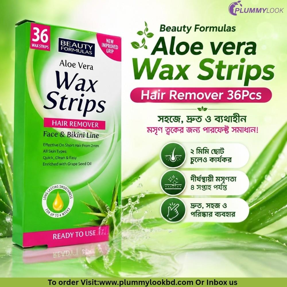 Beauty Formulas Aloe vera Wax Strips Hair Remover 36Pcs