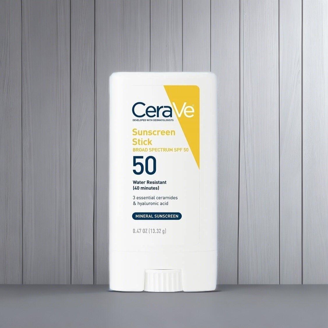 Cerave Sunscreen Stick Spf 50 Water Rasistant Mineral Sunscreen 13.32gm