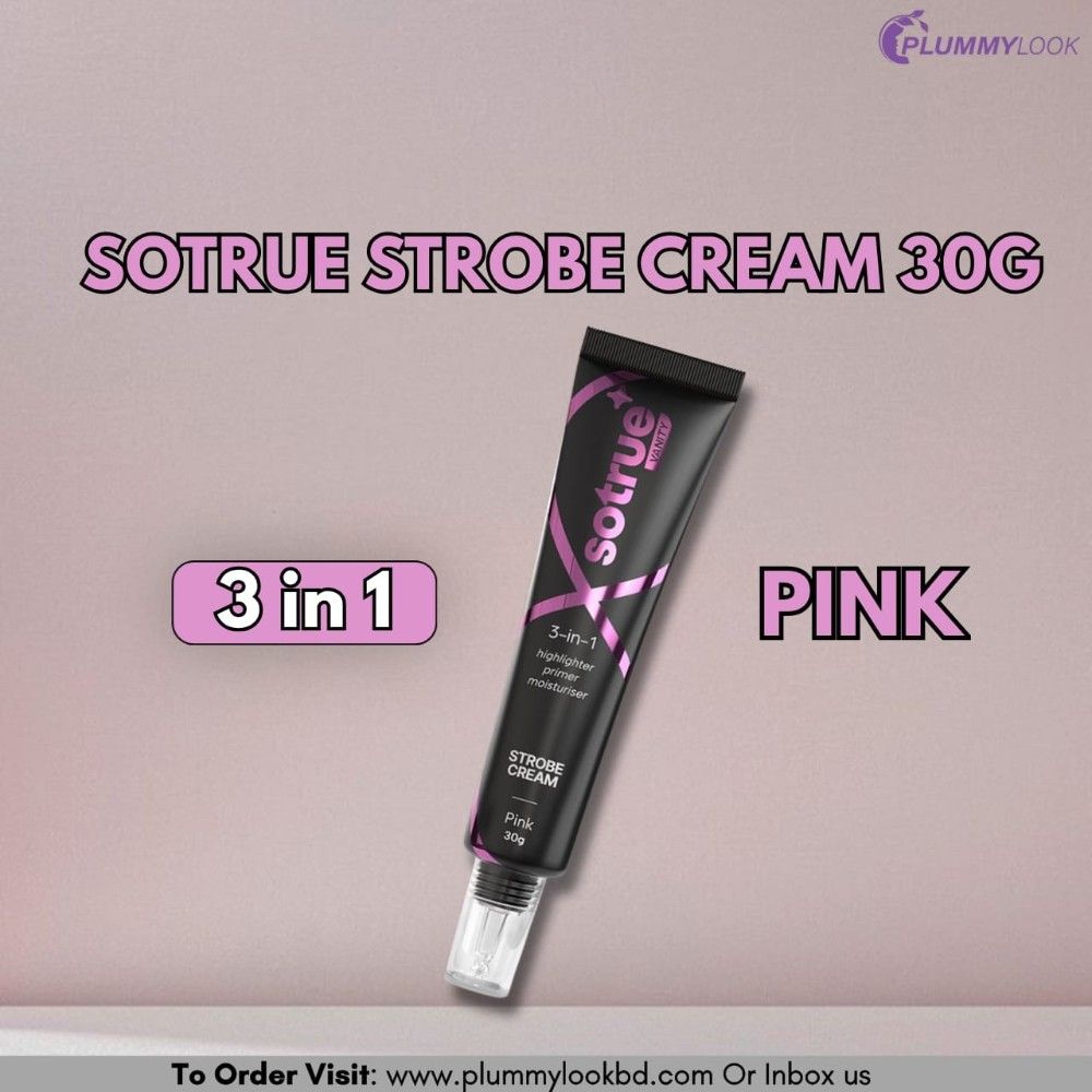 Sotrue 3 in 1 Strobe Cream, Highlighter-Primer-Moisturiser 30gm (Pink)